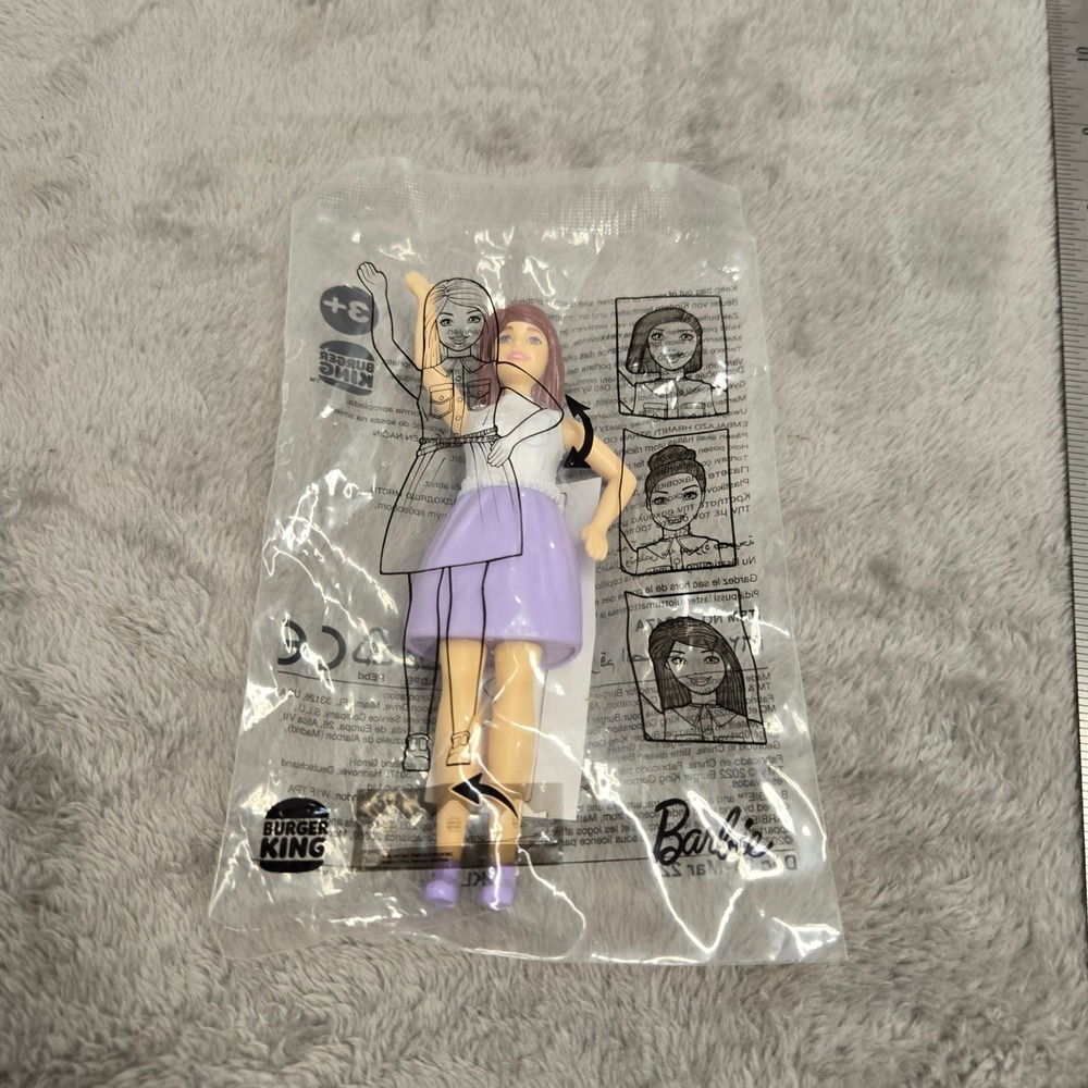 Burger King Barbie 2022 Meal Toy Figure Purple Skirt Item 16247A New Sealed